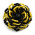 40mm Diameter/Black/Lemon Yellow Glass Bead Layered Flower Flex Ring/ Size M - view 7