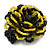 40mm Diameter/Black/Lemon Yellow Glass Bead Layered Flower Flex Ring/ Size M - view 4