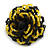 40mm Diameter/Black/Lemon Yellow Glass Bead Layered Flower Flex Ring/ Size M - view 8