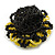 40mm Diameter/Black/Lemon Yellow Glass Bead Layered Flower Flex Ring/ Size M - view 5