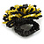 40mm Diameter/Black/Lemon Yellow Glass Bead Layered Flower Flex Ring/ Size M - view 6