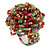 40mm Diameter/Green/Red/Pink Glass Bead Layered Flower Flex Ring/ Size M