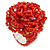 35mm Diameter/Pastel Red/Blush Red Glass Bead Layered Flower Flex Ring/ Size M