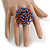 40mm Diameter/ Multicoloured Glass Bead Layered Flower Flex Ring/ Size S/M - view 3
