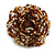 40mm Diameter/Brown/Gold/Transparent Glass Bead Layered Flower Flex Ring/ Size M - view 2