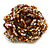 40mm Diameter/Brown/Gold/Transparent Glass Bead Layered Flower Flex Ring/ Size M - view 4