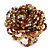 40mm Diameter/Brown/Gold/Transparent Glass Bead Layered Flower Flex Ring/ Size M