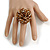 40mm Diameter/Brown/Gold/Transparent Glass Bead Layered Flower Flex Ring/ Size M - view 3