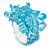 Light Blue Glass Bead and Stone Cluster Band Style Flex Ring/ Size M