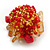 Red/Orange Gold Glass Bead and Semi Precious Stone Cluster Band Style Flex Ring/ Size M - view 5