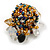 Milky White/Black/Orange Glass Bead Cluster Band Style Flex Ring/ Size M - view 5