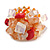 Orange/Red/Transparent Glass Bead and Semi Precious Stone Cluster Band Style Flex Ring/ Size M - view 4