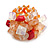 Orange/Red/Transparent Glass Bead and Semi Precious Stone Cluster Band Style Flex Ring/ Size M - view 2