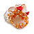 Orange/Red/Transparent Glass Bead and Semi Precious Stone Cluster Band Style Flex Ring/ Size M - view 6