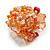 Orange/Red/Transparent Glass Bead and Semi Precious Stone Cluster Band Style Flex Ring/ Size M - view 7