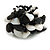 Black/White Glass Bead Cluster Band Style Flex Ring/ Size L - view 8