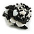 Black/White Glass Bead Cluster Band Style Flex Ring/ Size L - view 3