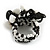 Black/White Glass Bead Cluster Band Style Flex Ring/ Size L - view 6