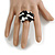 Black/White Glass Bead Cluster Band Style Flex Ring/ Size L - view 4