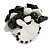 Black/White Glass Bead Cluster Band Style Flex Ring/ Size L - view 2