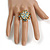 35mm D/Gold/Aqua/Transparent Glass and Acrylic Bead Sunflower Stretch Ring - Size S - view 2