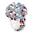 20mm D/Blue/White/Lavender Glass and Acrylic Bead Button-shaped Flex Ring - Size S/M