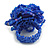 35mm Diameter/Blue Shades Glass Bead Layered Flower Flex Ring/ Size M/L - view 4