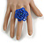 35mm Diameter/Blue Shades Glass Bead Layered Flower Flex Ring/ Size M/L - view 3