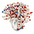 45mm Diameter Multicoloured Glass Bead Flower Stretch Ring/White/Red/Blue/Transparent/Size M