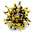 45mm Black/Yellow/Transparent Glass and Sequin Star Flex Ring/ Size M