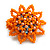 35mm D/Squash Orange Glass and Light Blue Acrylic Bead Sunflower Stretch Ring - Size M