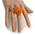 35mm D/Squash Orange Glass and Light Blue Acrylic Bead Sunflower Stretch Ring - Size M - view 3