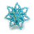 35mm D/Light Blue Glass and Acrylic Bead Sunflower Stretch Ring - Size S/M