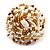 35mm Diameter/Gold/White/Brown Glass Bead Daisy Flower Flex Ring/ Size M