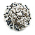 40mm Diameter/White/Grey/Hematite Glass Bead Daisy Flower Flex Ring/ Size M - view 2