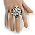 40mm Diameter/White/Grey/Hematite Glass Bead Daisy Flower Flex Ring/ Size M - view 3