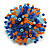 40mm Diameter/Blue/Orange Acrylic/Glass Bead Daisy Flower Flex Ring - Size M - view 2