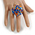 40mm Diameter/Blue/Orange Acrylic/Glass Bead Daisy Flower Flex Ring - Size M - view 3