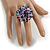 40mm Diameter/Pink/Light Blue/Black Acrylic/Glass Bead Daisy Flower Flex Ring - Size M - view 3
