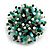 40mm Diameter/Aqua/White/Black/Green Glass Bead Daisy Flower Flex Ring - Size M - view 2