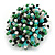 40mm Diameter/Aqua/White/Black/Green Glass Bead Daisy Flower Flex Ring - Size M - view 4