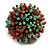 40mm Diameter/Green/Brown/Red Acrylic/Glass Bead Daisy Flower Flex Ring - Size M - view 2