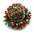 40mm Diameter/Green/Brown/Red Acrylic/Glass Bead Daisy Flower Flex Ring - Size M - view 5