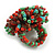40mm Diameter/Green/Brown/Red Acrylic/Glass Bead Daisy Flower Flex Ring - Size M - view 6