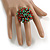 40mm Diameter/Green/Brown/Red Acrylic/Glass Bead Daisy Flower Flex Ring - Size M - view 3