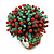 40mm Diameter/Green/Brown/Red Acrylic/Glass Bead Daisy Flower Flex Ring - Size M