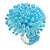 35mm Diameter/Light Blue Acrylic/Glass Bead Daisy Flower Flex Ring - Size M