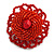 40mm Diameter/ Scarlet Red Glass Bead Daisy Flower Flex Ring/ Size M