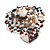 40mm Diameter/Hematite/White/Brown Glass Bead Daisy Flower Flex Ring/ Size M - view 6