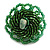 40mm Diameter/Emerald Green Glass Bead Daisy Flower Flex Ring/ Size M